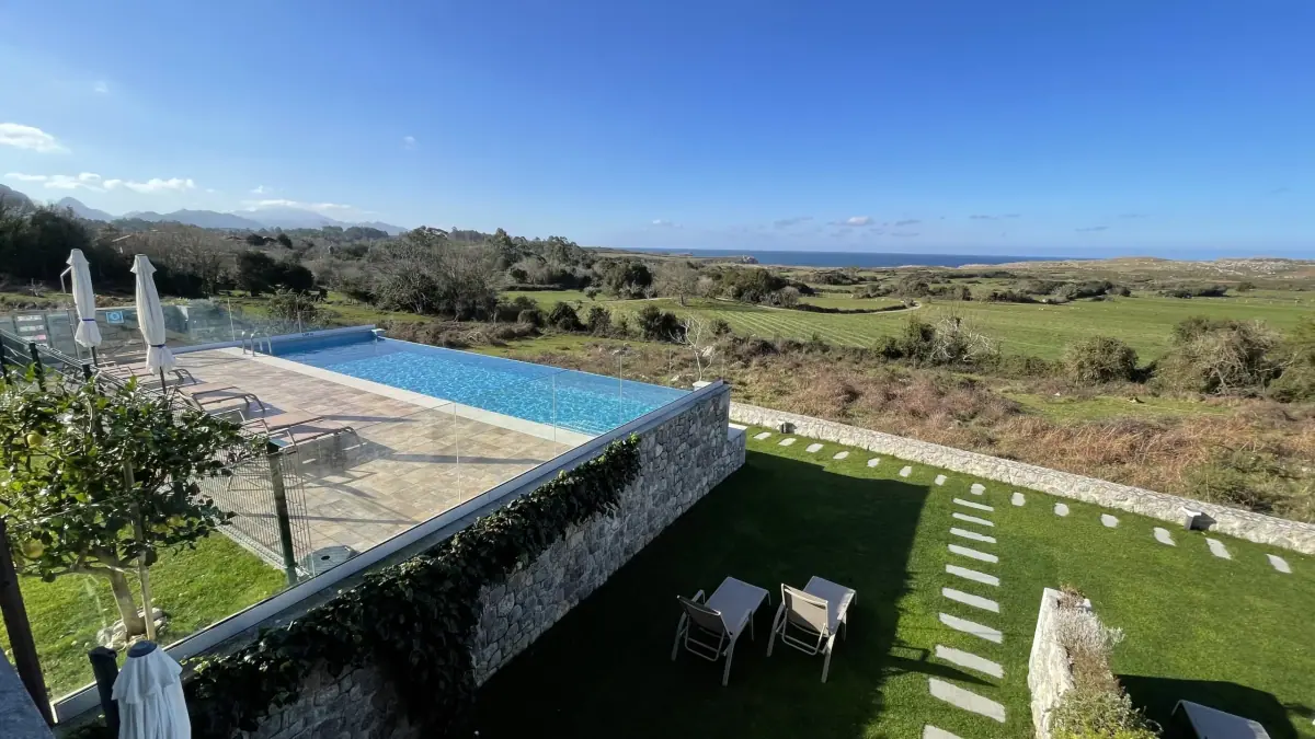 The pool and the garden seen from above