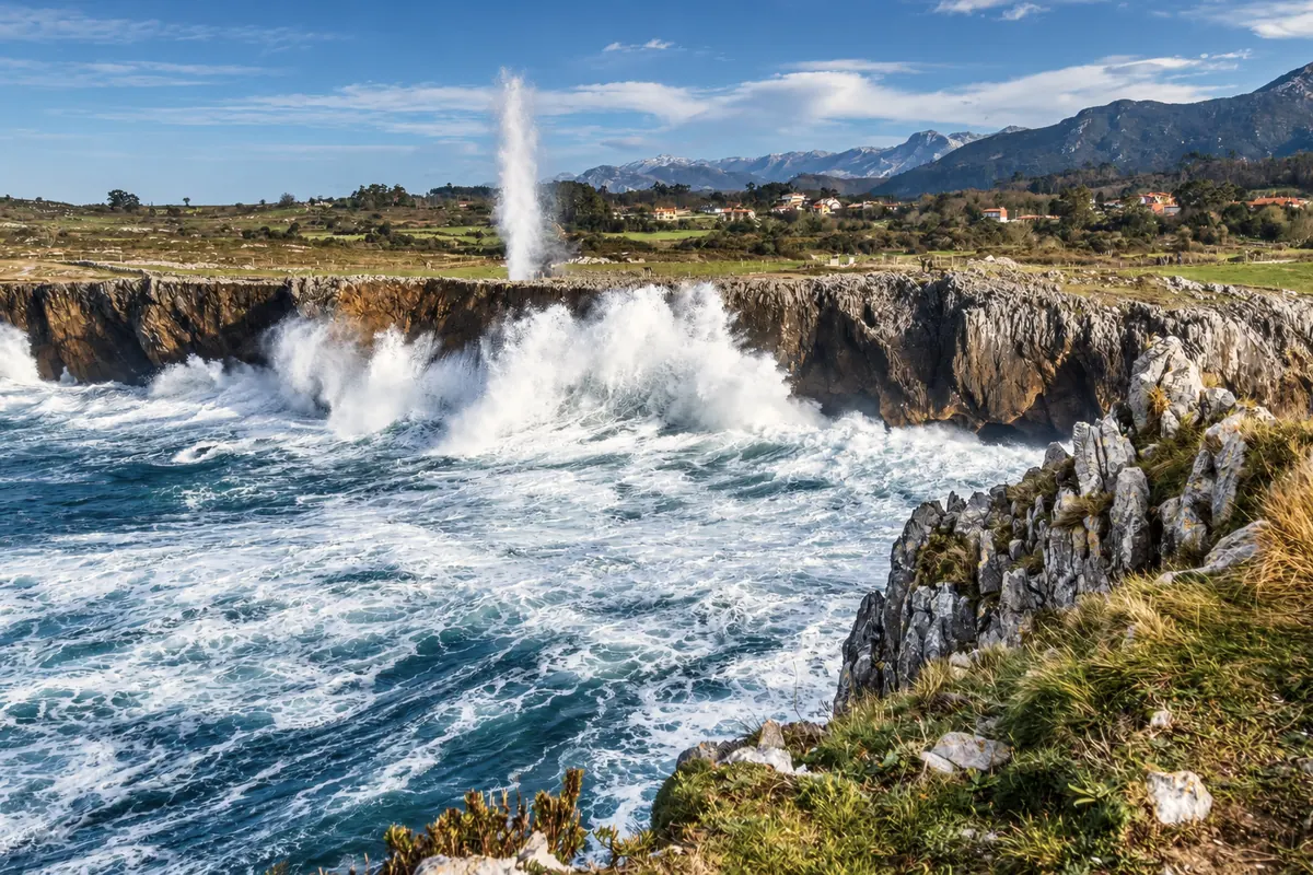 The Bufones de Pría seen from the cliff