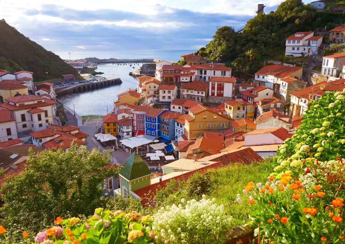 A fishing village of colourful houses on the hillside
