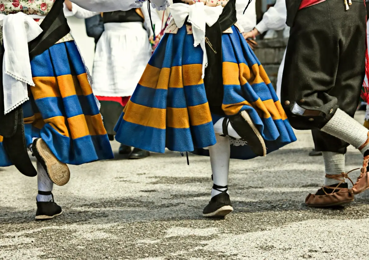 Traditional Asturian dance in regional dress