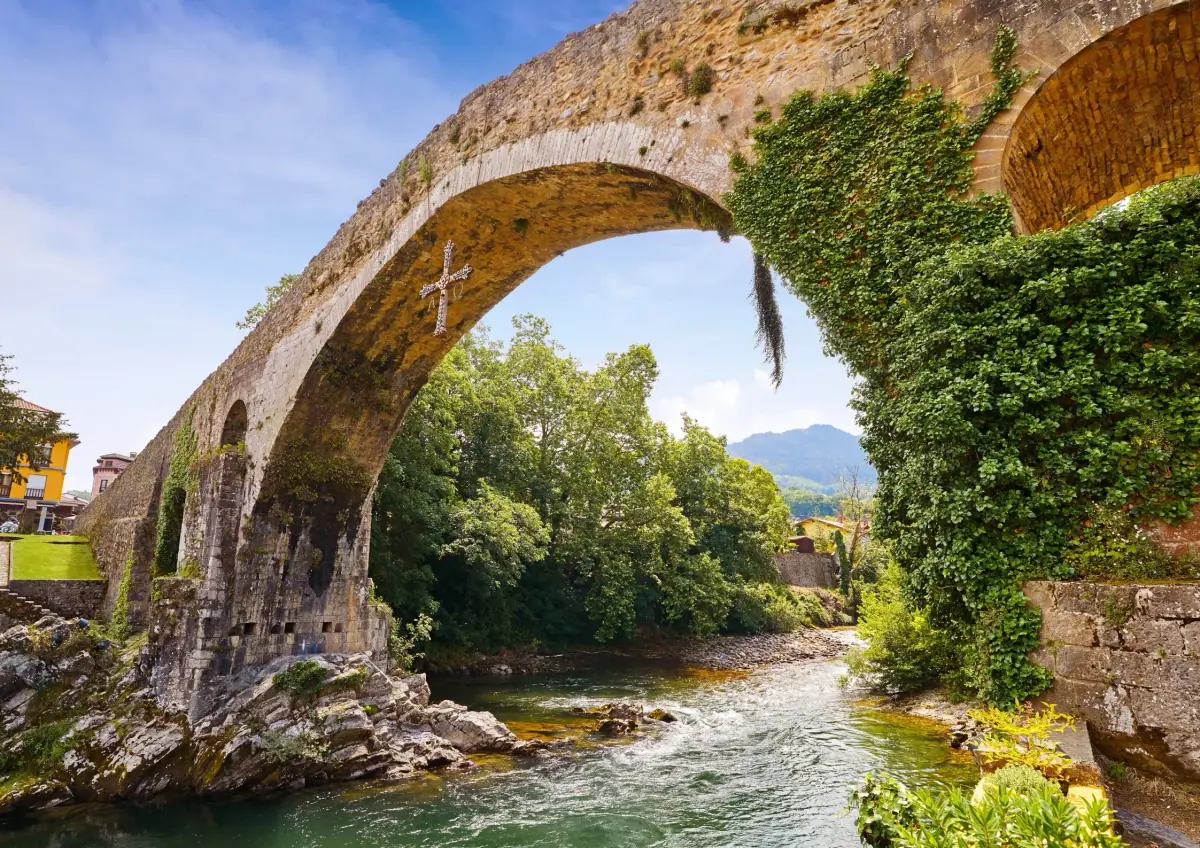 The Roman bridge of Cangas de Onís over the river Sella