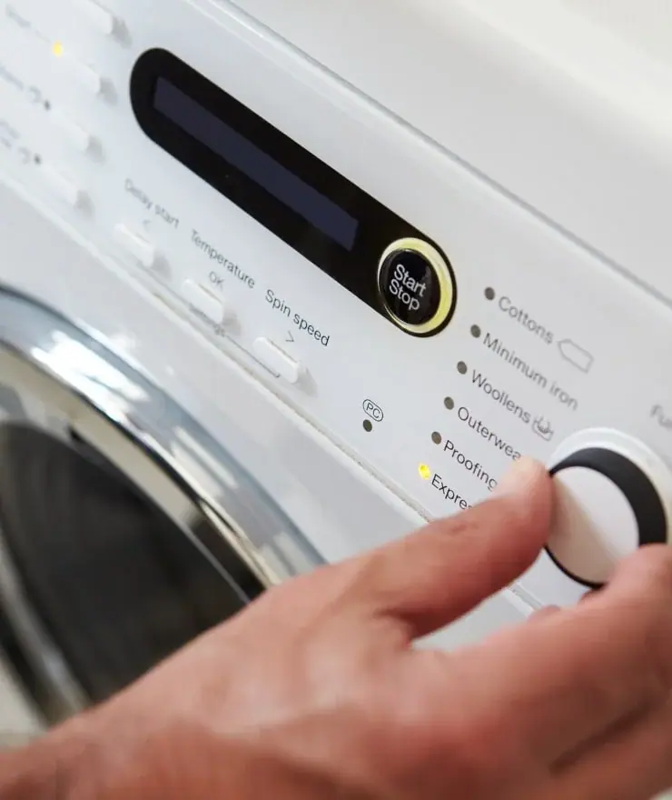 A washing machine with a programme selected