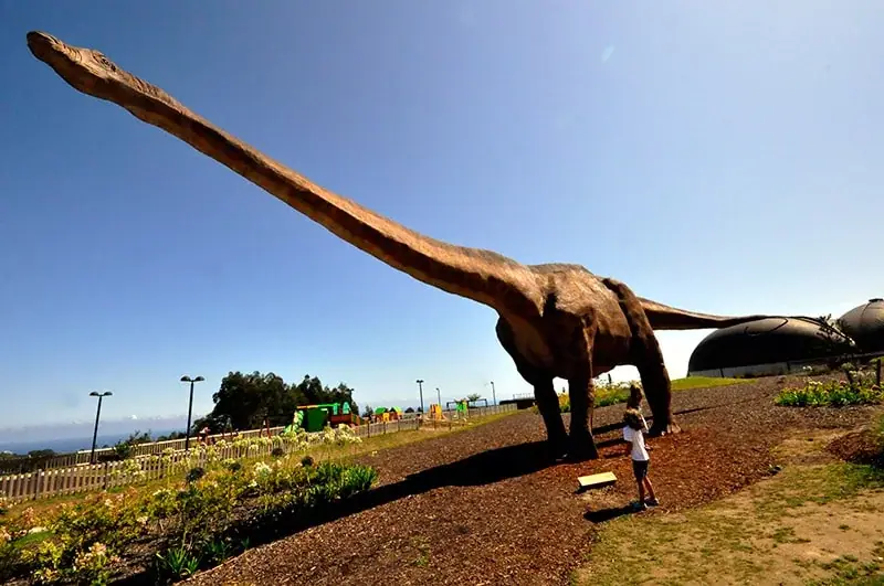 A dinosaur sculpture at the Jurassic Museum of Asturias