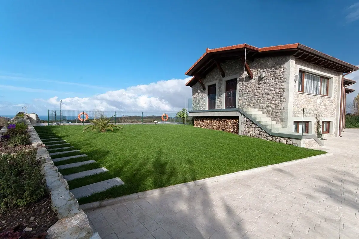 The stone house and the garden path