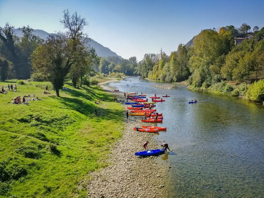 Canoes on the Descent of the river Sella