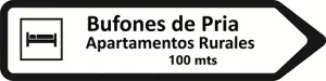 Road sign for the rural apartments, 100 metres ahead