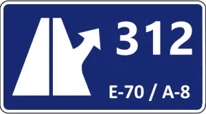 Sign for exit 312 of the A-8 towards Pría