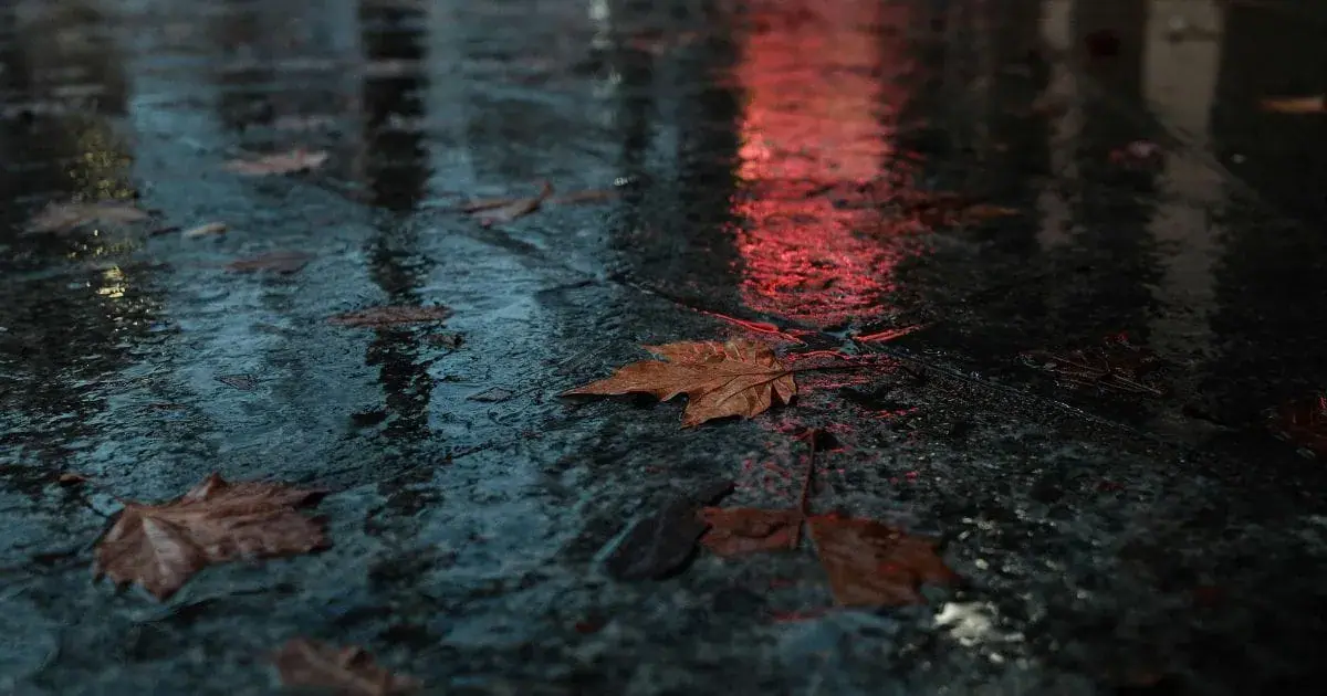A puddle in a street in the centre of Llanes