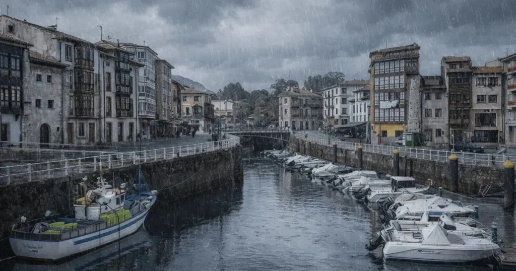 Centro llanes lloviendo